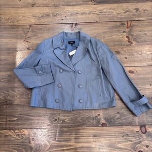 NWT Talbots Jackie Fit Grey Double Breasted Peacoat Blazer, size 16